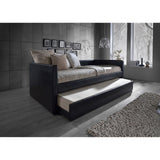 BAXTON STUDIO RISOM MODERN AND CONTEMPORARY BLACK FAUX LEATHER UPHOLSTERED TWIN SIZE DAYBED BED FRAME WITH TRUNDLE