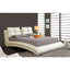 QUEEN SIZE MODERN CURVED UPHOLSTERED BED WITH PADDED HEADBOARD IN WHITE FAUX LEATHER