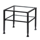 DURABLE BLACK METAL AND TEMPERED GLASS COFFEE TABLE WITH SHELF