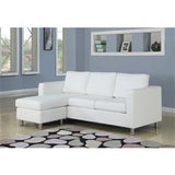 WHITE FAUX LEATHER SECTIONAL SOFA WITH REVERSIBLE CHAISE