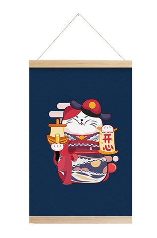 Scroll Painting Japanese Style Hanging Paintings Lucky Cat, M3