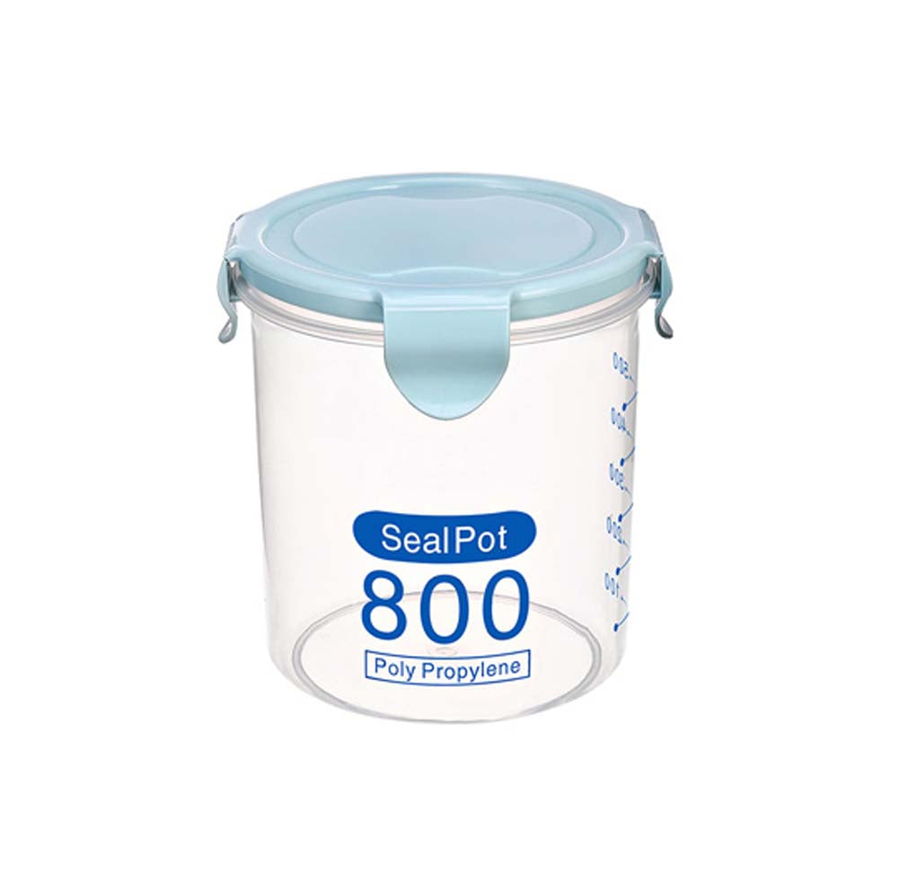 Set of 2 Food Storage Containers Seal Pots Plastic Storage Jars, 800ml, BLUE