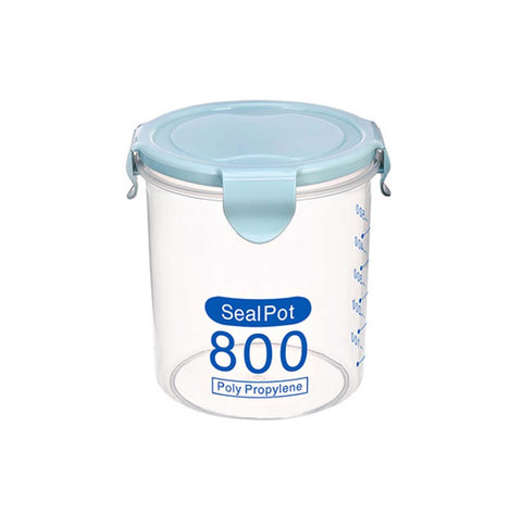 Set of 2 Food Storage Containers Seal Pots Plastic Storage Jars, 800ml, BLUE