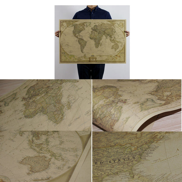 World Map Poster Kraft Paper Poster Retro Nostalgic Ideas– Qolture