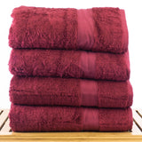 Luxury Hotel & Spa Towel 100% Genuine Turkish Cotton Bath Towels - Cranberry - Bamboo - Set of 4