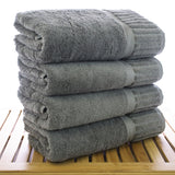 Luxury Hotel & Spa Towel 100% Genuine Turkish Cotton Bath Towels - Gray - Piano - Set of 4