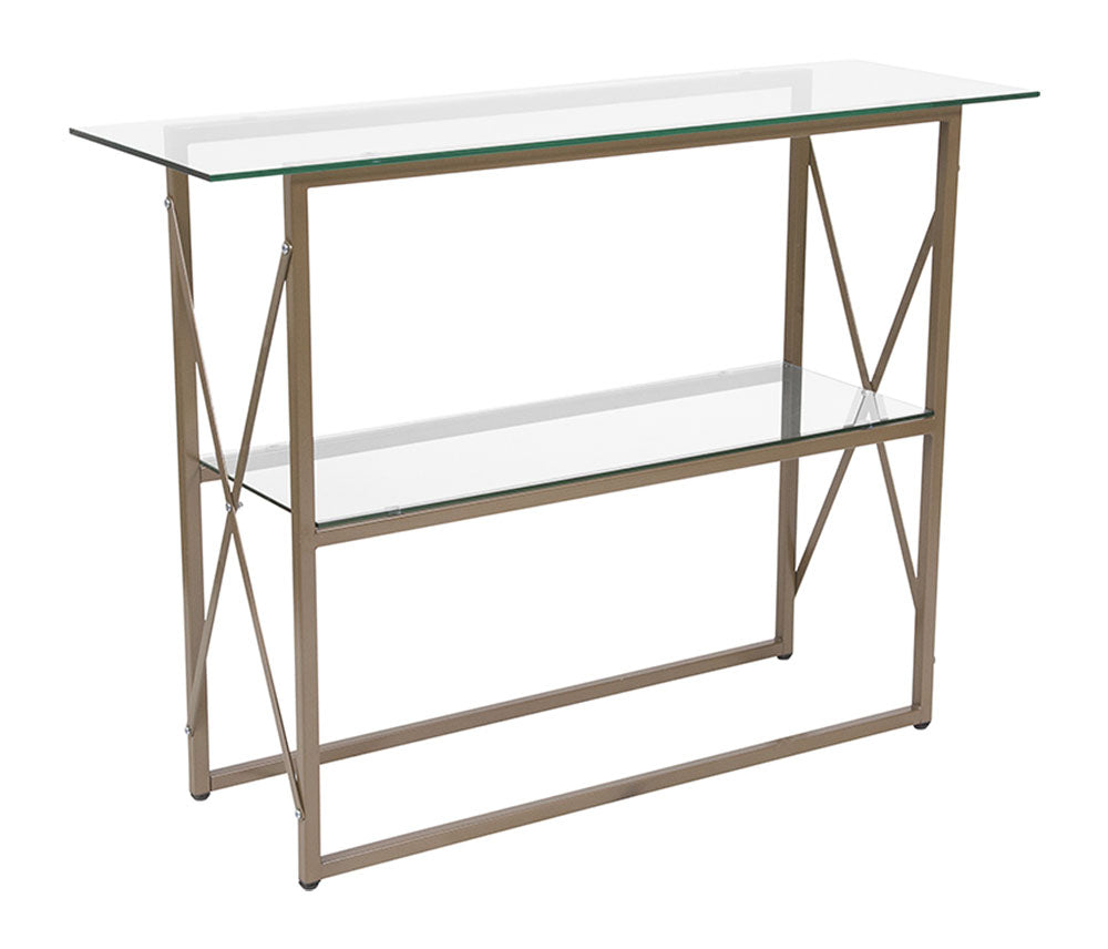 Flash Furniture Mar Vista Collection Glass Console Table with Matte Gold Frame