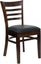 HERCULES SERIES WALNUT FINISHED LADDER BACK WOODEN RESTAURANT CHAIR WITH BLACK VINYL SEAT
