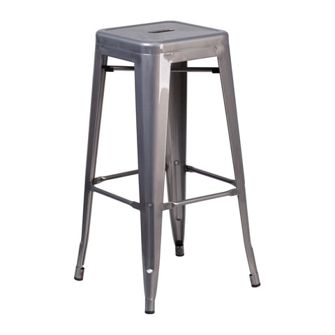 Flash Furniture High Backless Clear Coated Metal Indoor Barstool with Square Seat 30''