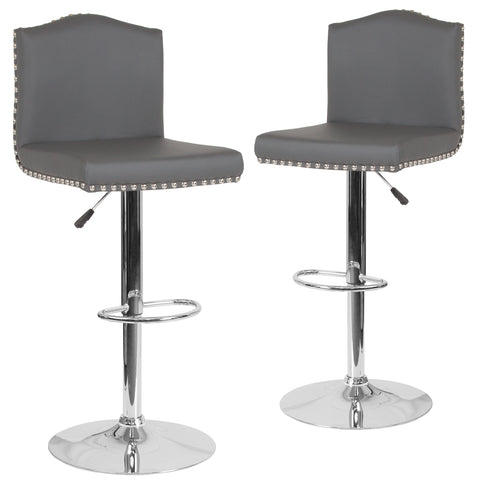 2 Pk. Bellagio Contemporary Adjustable Height Barstool with Accent Nail Trim
