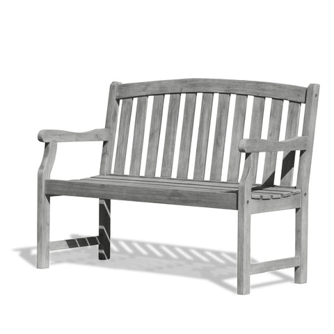 Renaissance Eco-friendly 4-foot Outdoor Hand-scraped Hardwood Hardwood Garden Bench Slat Back