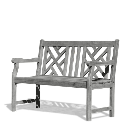 Renaissance Eco-friendly 4-foot Outdoor Hand-scraped Hardwood Hardwood Garden Bench Angle Back