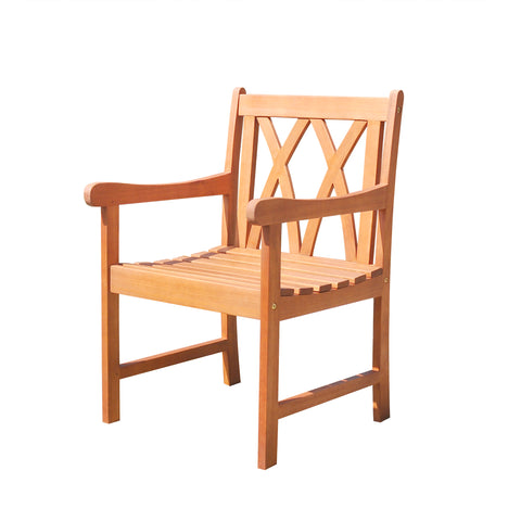 Malibu Eco-friendly Outdoor Hardwood Garden Arm Chair Cross Back