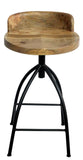Industrial Style Adjustable Swivel Counter Height Stool With Backrest