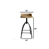 Industrial Style Adjustable Swivel Counter Height Stool With Backrest