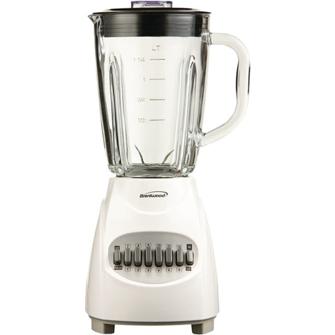 Brentwood Appliances JB-920W 42-Ounce 12-Speed + Pulse Electric Blender with Glass Jar (White)
