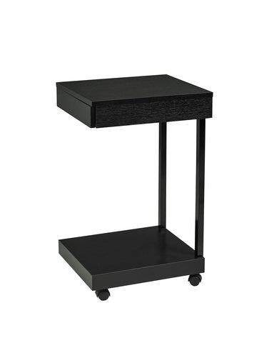 Laptop Stand with Storage Drawer & Castors: Black Laptop Stand with Storage Drawer & Castors