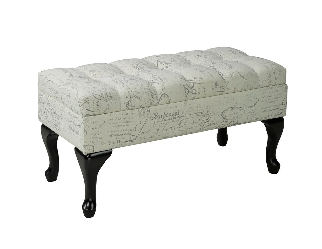 Tufted Print Storage Ottoman