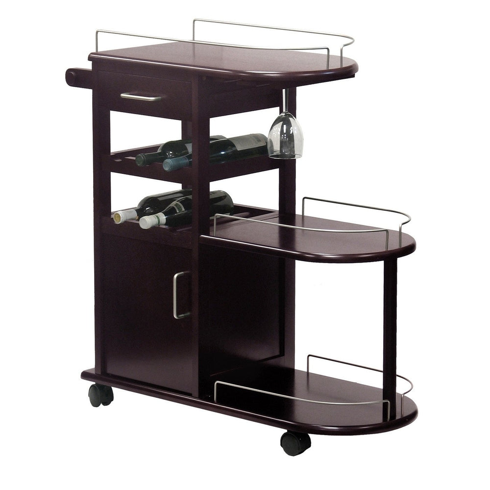 ENTERTAINMENT CART, GLASS RACK, CABINET, DRAWER
