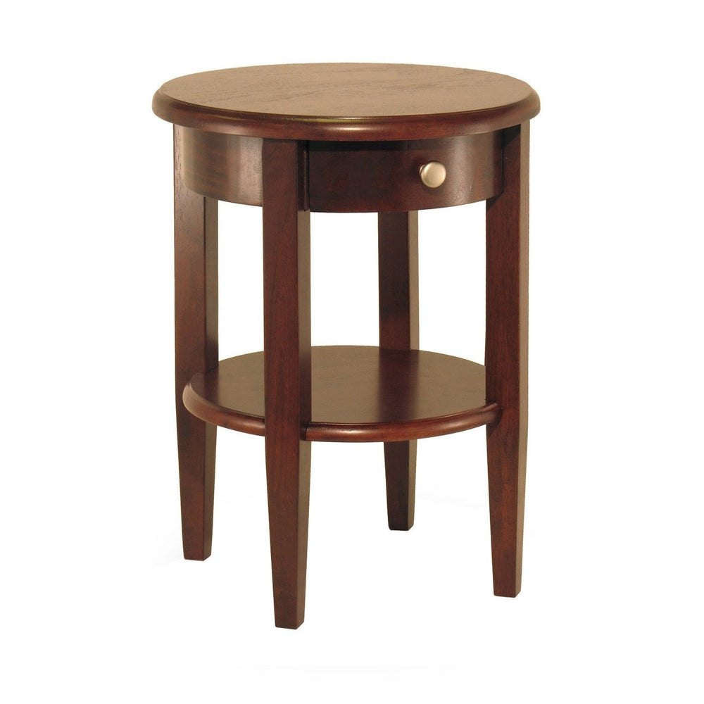 CONCORD ROUND END TABLE WITH DRAWER AND SHELF