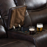 Baxton Studio Mistral 6-Piece Sectional Dark Brown Bonded Leather Reclining Sofa Set