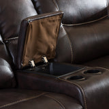Baxton Studio Mistral 6-Piece Sectional Dark Brown Bonded Leather Reclining Sofa Set