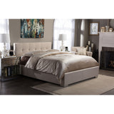 BAXTON STUDIO REGATA MODERN AND CONTEMPORARY BEIGE FABRIC UPHOLSTERED KING SIZE PLATFORM BED