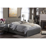 BAXTON STUDIO REGATA MODERN AND CONTEMPORARY GREY FABRIC UPHOLSTERED QUEEN SIZE PLATFORM BED