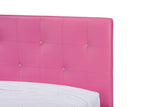 Baxton Studio Barbara Pink Leather Modern Full Size Bed with Crystal Button Tufting