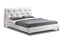 Barbara White Modern Bed with Crystal Button Tufting - Queen Size