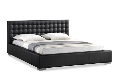 Baxton Studio Madison Black Modern Bed with Upholstered Headboard - Full Size