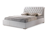 BIANCA WHITE MODERN BED WITH TUFTED HEADBOARD - QUEEN SIZE