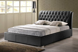 BIANCA BLACK MODERN BED WITH TUFTED HEADBOARD - QUEEN SIZE