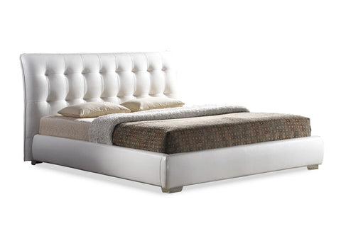Baxton Studio Jeslyn White Modern Bed with Tufted Headboard - King Size