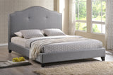 Baxton Studio Marsha Scalloped Gray Linen Modern Bed with Upholstered Headboard - Full Size