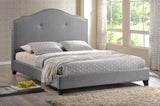 Baxton Studio Marsha Scalloped Gray Linen Modern Bed with Upholstered Headboard - King Size