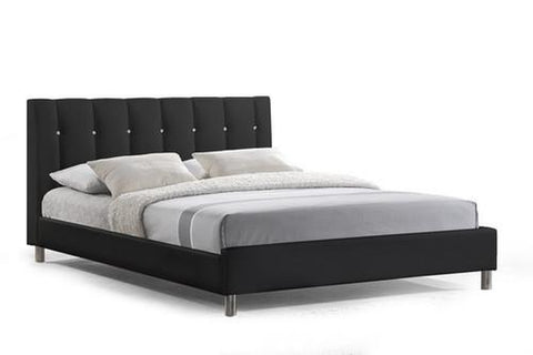 BAXTON STUDIO VINO BLACK MODERN BED WITH UPHOLSTERED HEADBOARD - FULL SIZE