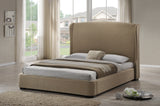 BAXTON STUDIO SHEILA TAN LINEN MODERN BED WITH UPHOLSTERED HEADBOARD - KING SIZE