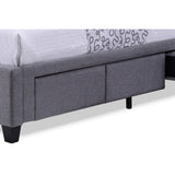 Baxton Studio Armeena Grey Linen Modern Storage Bed with Upholstered Headboard - King Size