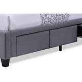 Baxton Studio Armeena Grey Linen Modern Storage Bed with Upholstered Headboard - Queen Size