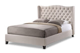 Baxton Studio Norwich Light Beige Linen Modern Platform Bed - Queen Size