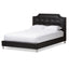 Baxton Studio Carlotta Black Modern Bed with Upholstered Headboard - Queen Size