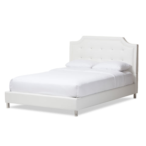 Baxton Studio Carlotta White Modern Bed with Upholstered Headboard - Full Size