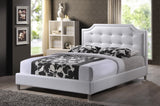 Baxton Studio Carlotta White Modern Bed with Upholstered Headboard - Queen Size