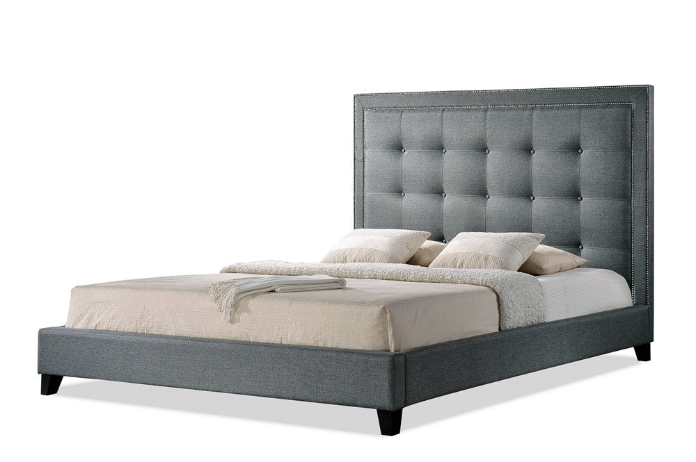 Baxton Studio Hirst Gray Platform Bed- Queen Size