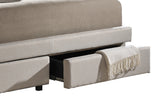 Baxton Studio Ainge Contemporary Button-Tufted Light Beige Fabric Upholstered Storage Queen-Size Bed with 2-Drawer One (1) Queen Size Bed