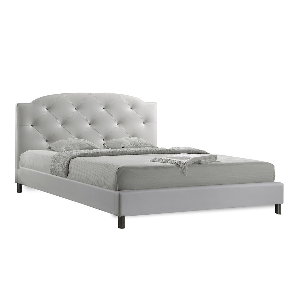Baxton Studio Canterbury White Leather Contemporary Full-Size Bed