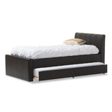 Baxton Studio Cosmo Modern and Contemporary Black Faux Leather Twin Size Trundle Bed