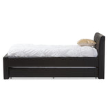 Baxton Studio Cosmo Modern and Contemporary Black Faux Leather Twin Size Trundle Bed