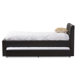 Baxton Studio Cosmo Modern and Contemporary Black Faux Leather Twin Size Trundle Bed